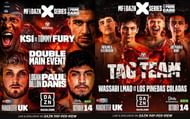 The Prime Card primary poster (Left) and tag-team fight announcement (Right)(Images via Instagram @MisfitsBoxing)